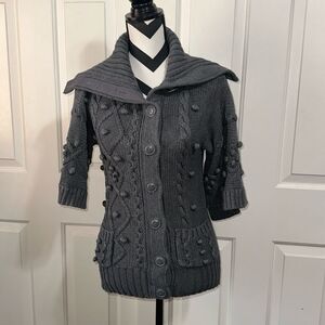 STELLA MCCARTNEY X GAP KIDS Gray Pom Pom Button Front Cardigan